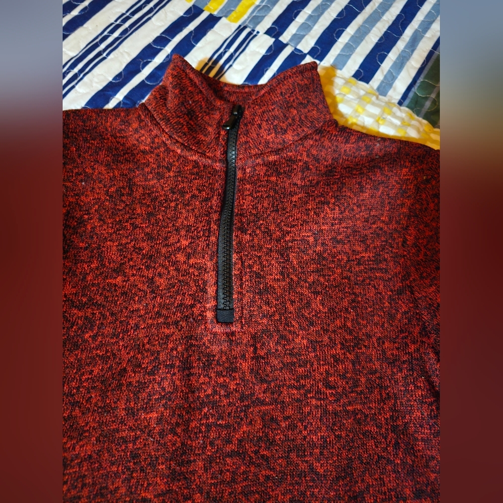 Boys Red Heather Half-Zip Sweater